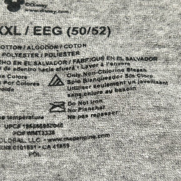 Disney Mickey Mouse T Shirt Retro Short Sleeve Heather Gray Adults Plus Size 2XL - Picture 8 of 15